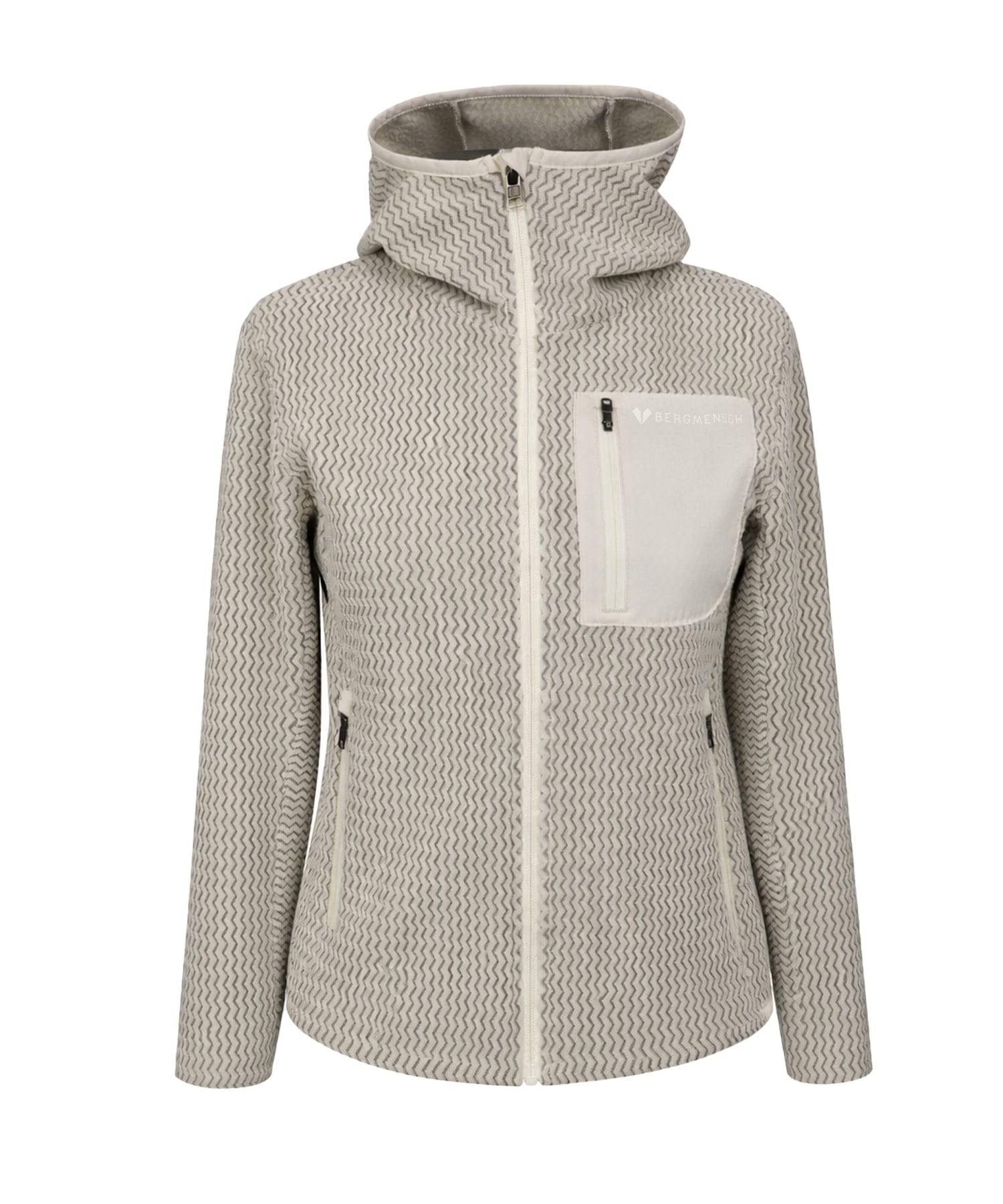 BERGMENSCH Airgrid Damen Full-zip Hoodie in Whitecap Grey