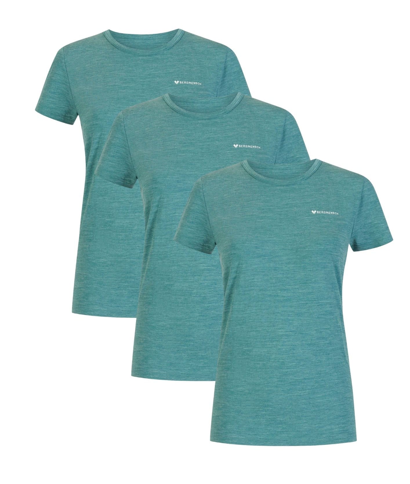 3er Pack Logo Basic Damen Bergmensch Merino Cloudblend Shirt deep teal