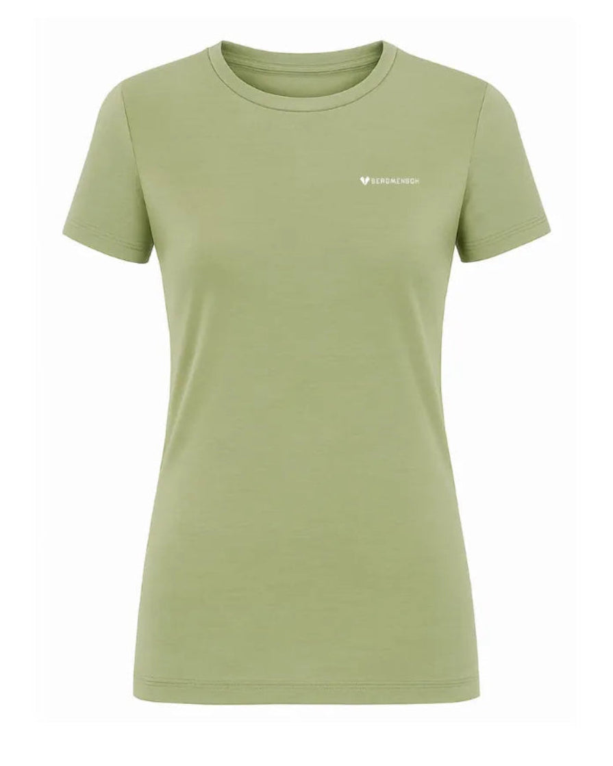 Damen Merino Essential Shirt Frontansicht Moss Green
