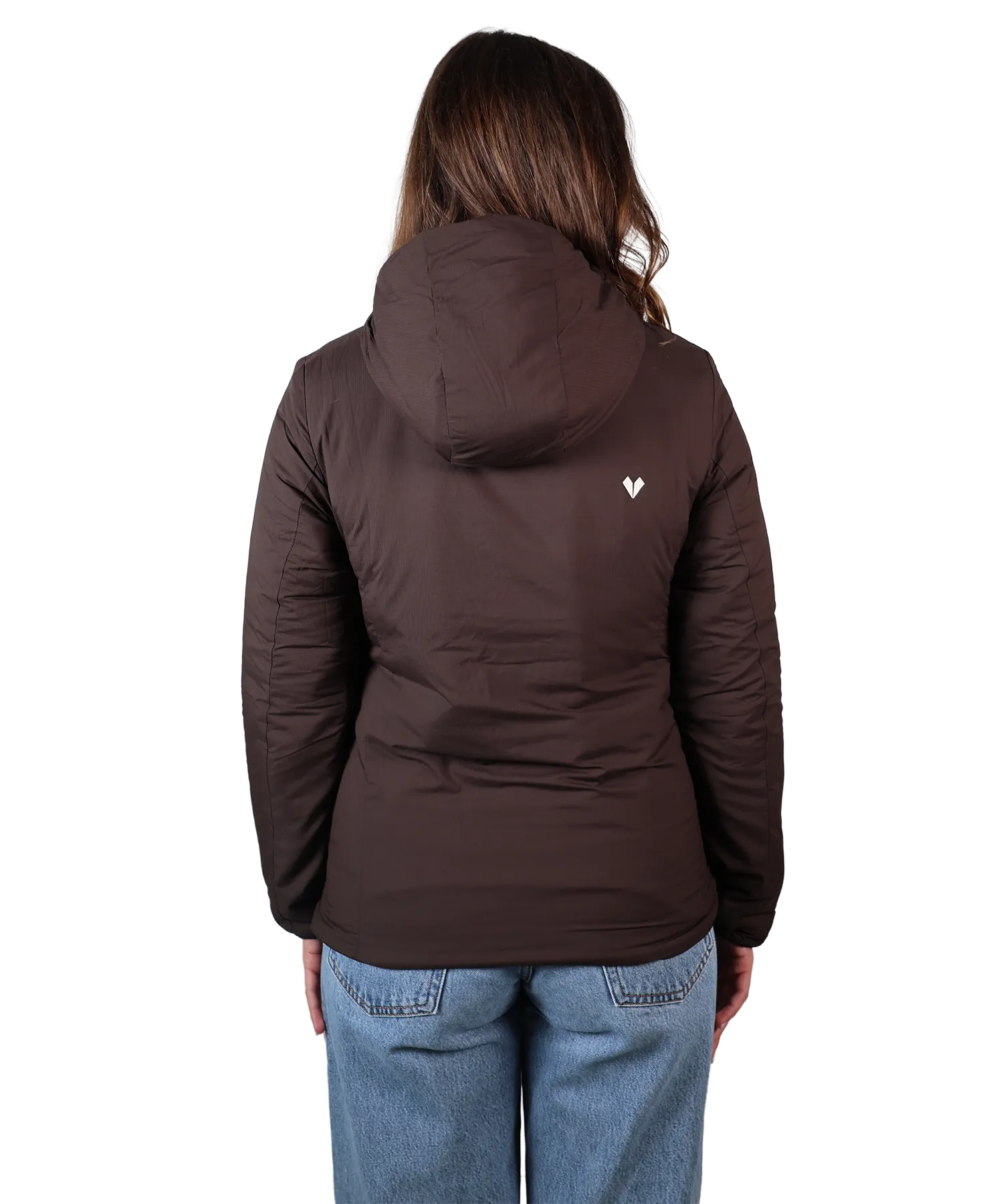 Rückansicht Bergmensch Damen Thermolite Jacke in Dark Chocolate