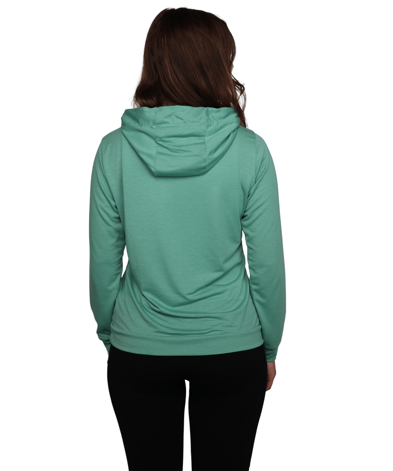 Rückansicht vom Lightweight Damen drirelease Hoodie in der Farbe Dusty Mint