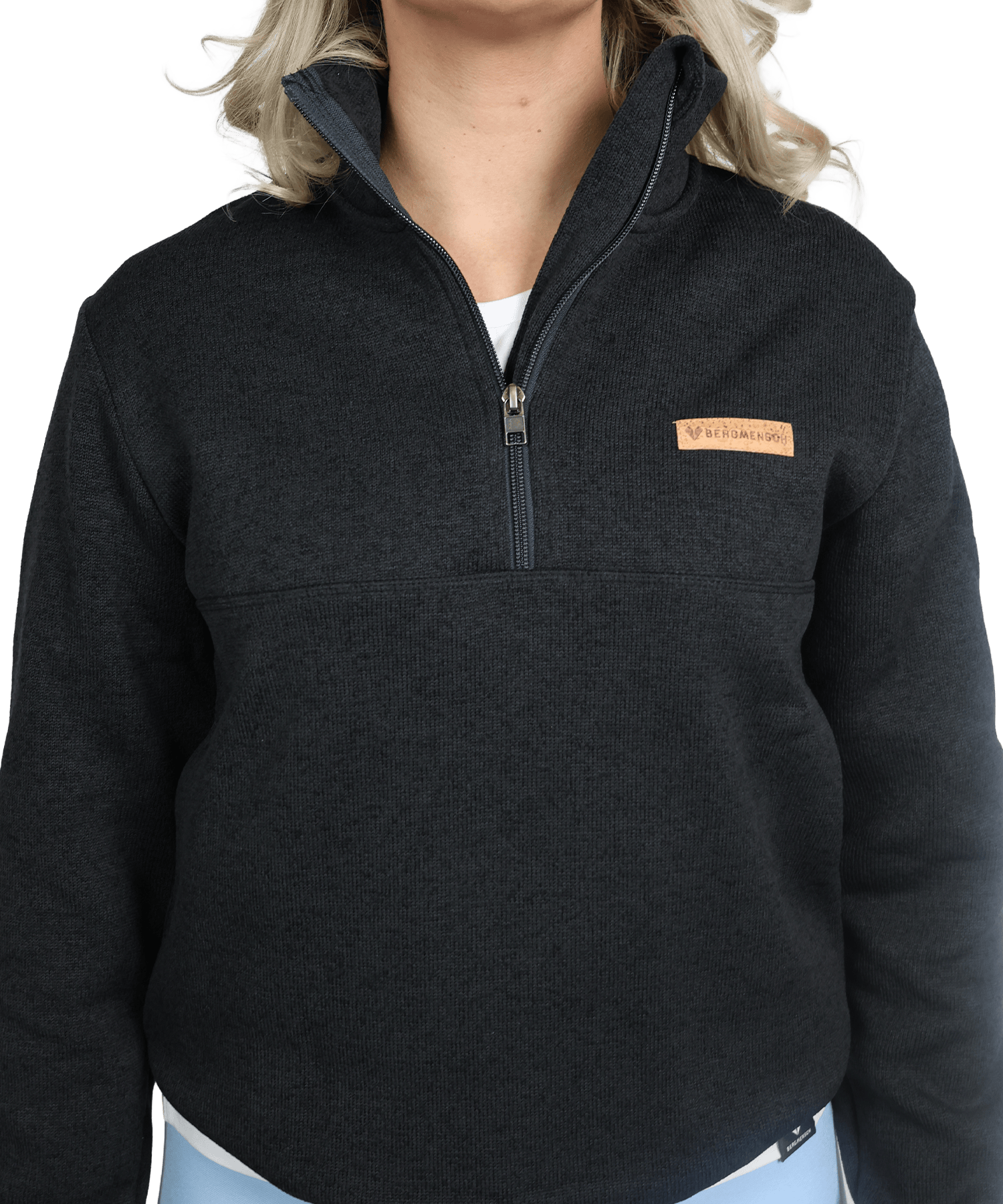 Detailbild vom BERGMENSCH Damen Half-Zip Strickfleece in Schwarz