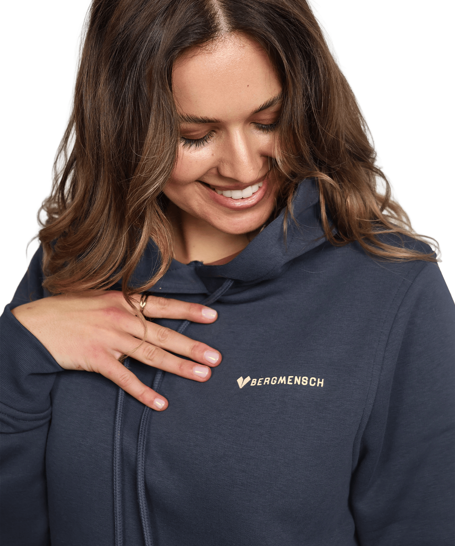 Detailbild vom BERGMENSCH Hoodie "Winterpanorama Ski" in der Farbe India Ink Grey