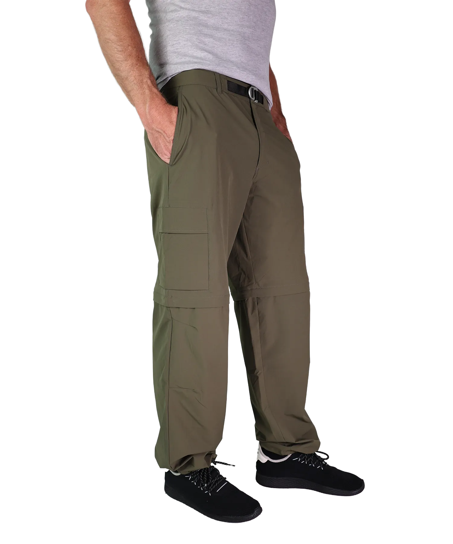 Bergmensch Herren zip off Wanderhose Seitenansicht lang der Farbe Winter Moss