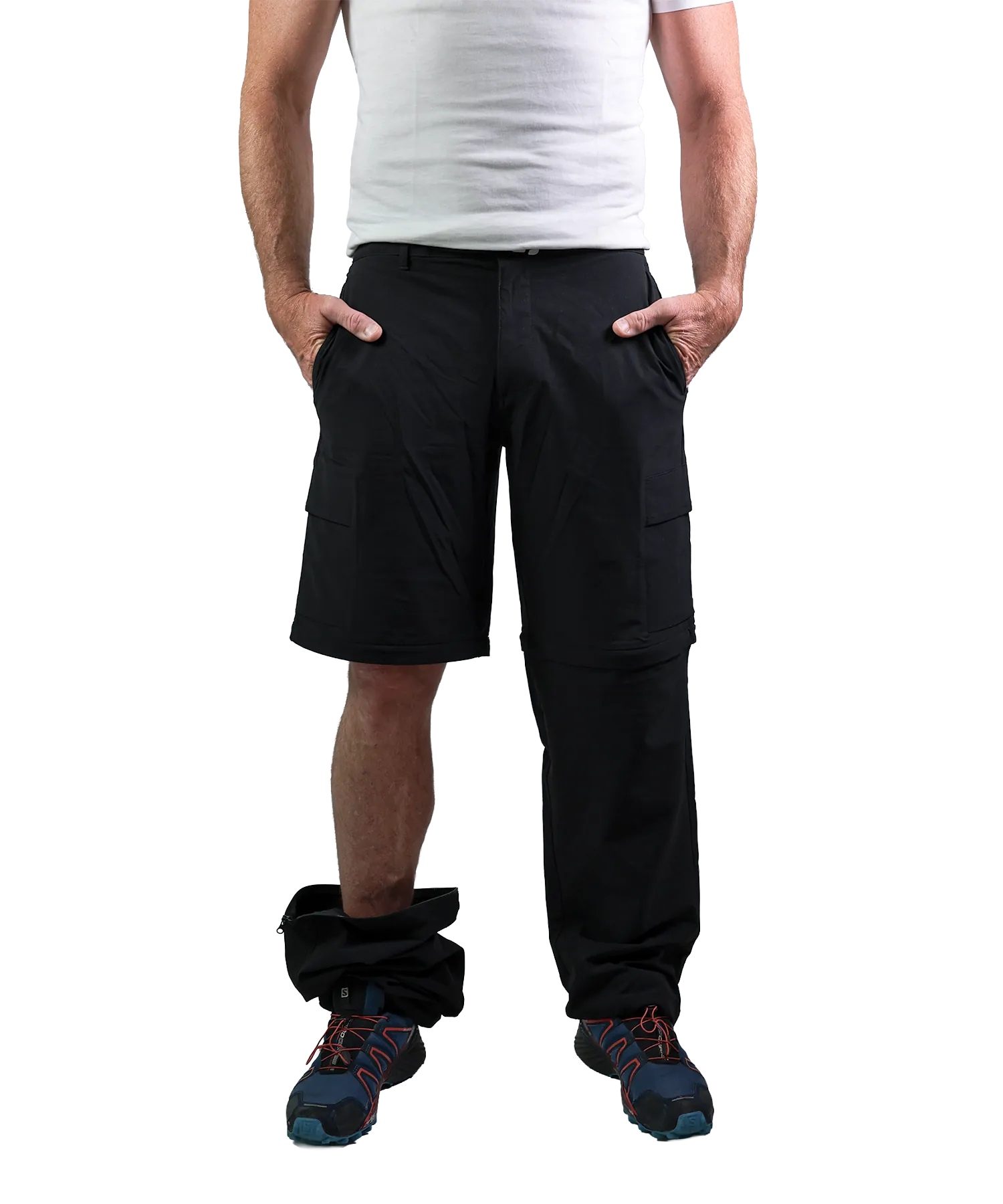 Bergmensch Herren zip off Wanderhose Frontansicht ein Bein unten