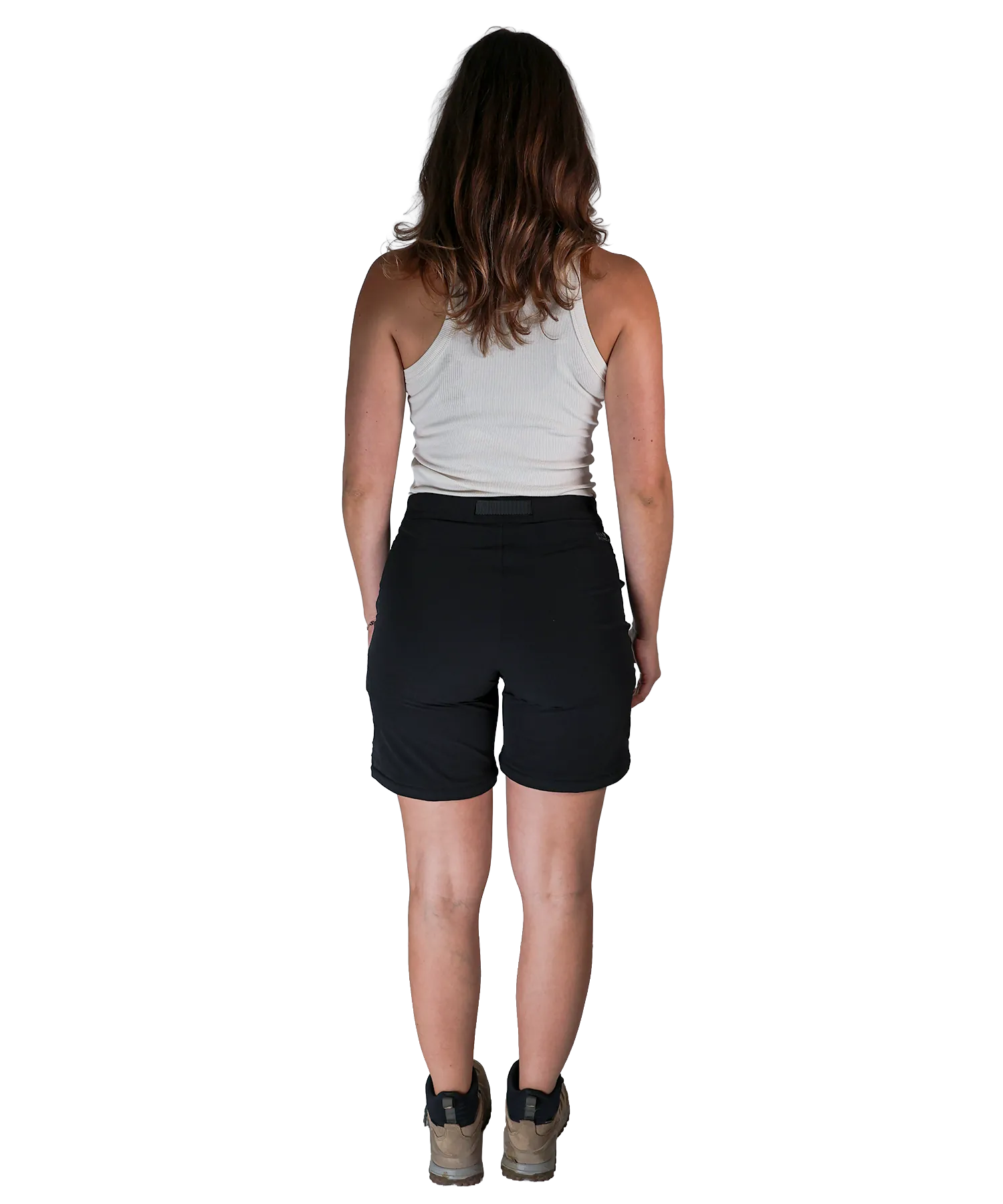 Rückansicht Bergmensch Damen Zip off Hose Schwarz kurz