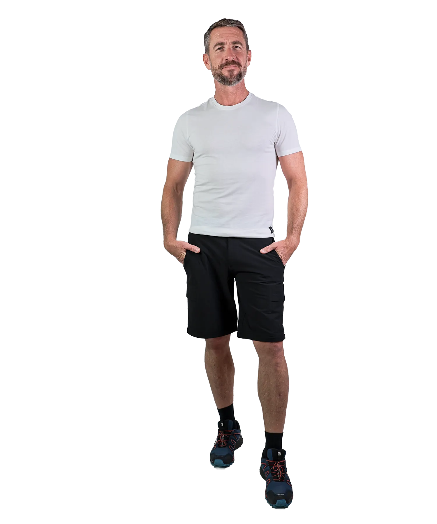 Frontansicht Bergmensch Zip off Wanderhose Herren Schwarz