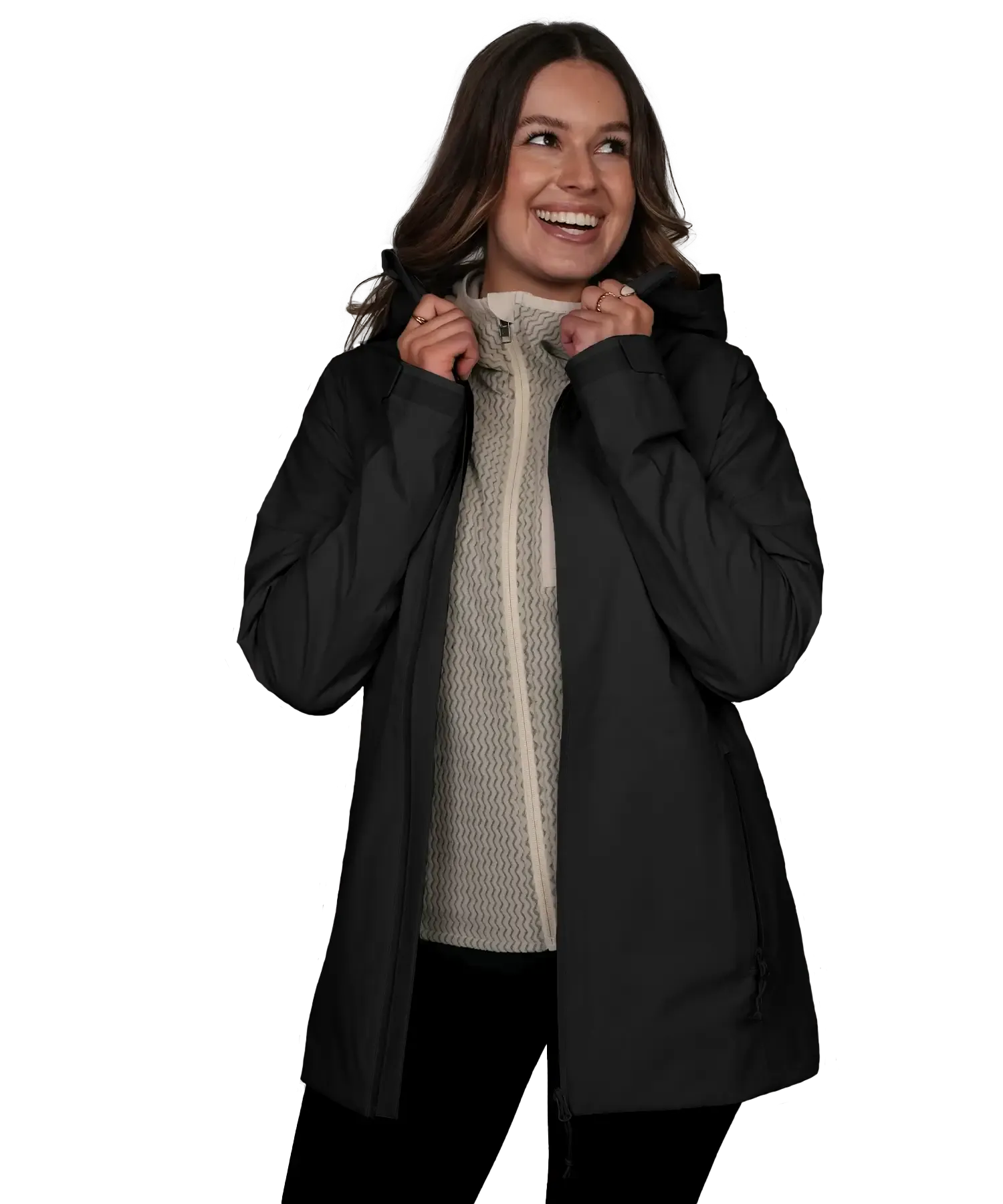 Vorderansicht der BERGMENSCH Damen 3-Lagen Regenjacke in der Farbe Black