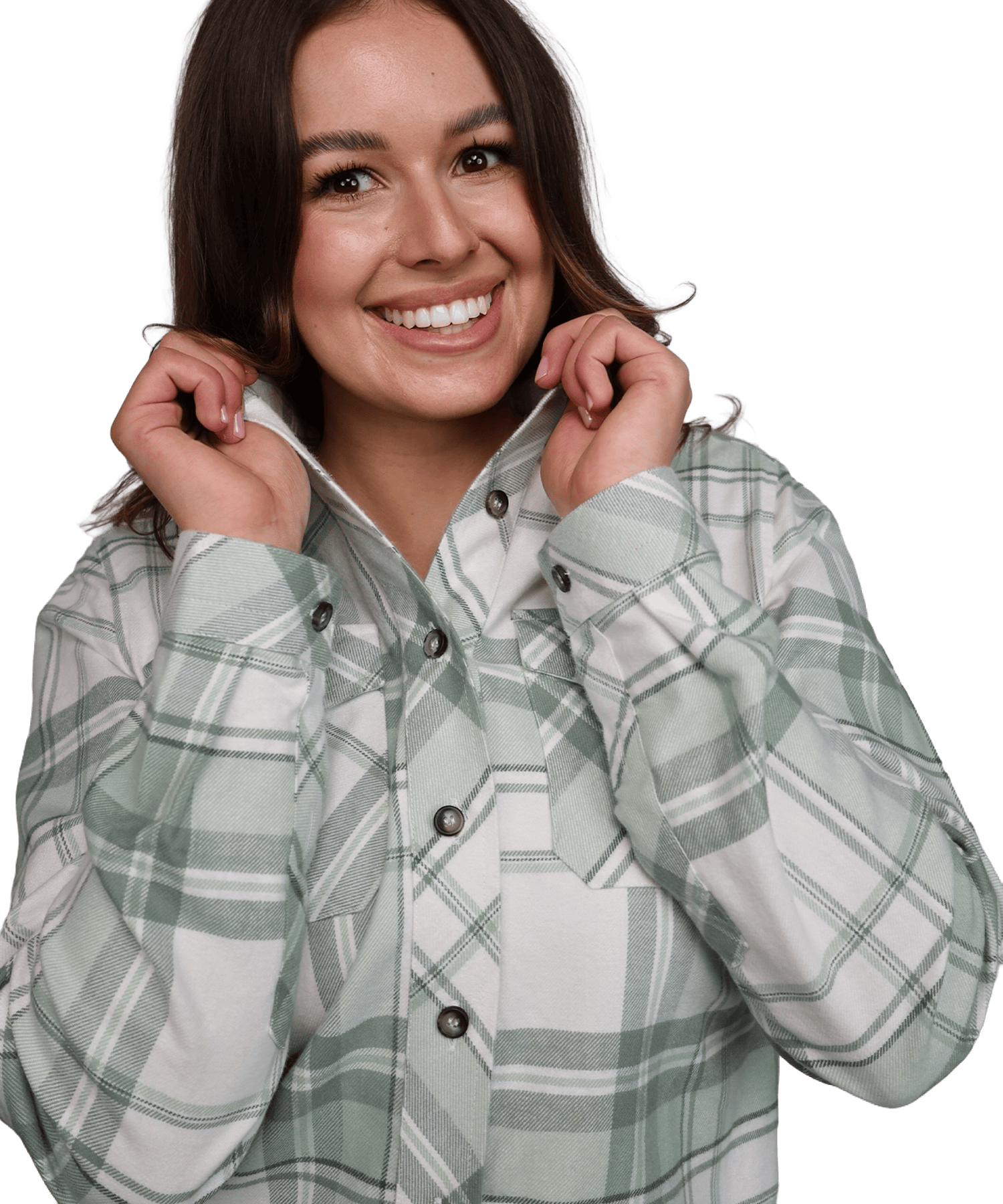 Detailbild vom BERGMENSCH Damen Flanell Overshirt in der Farbe Sage