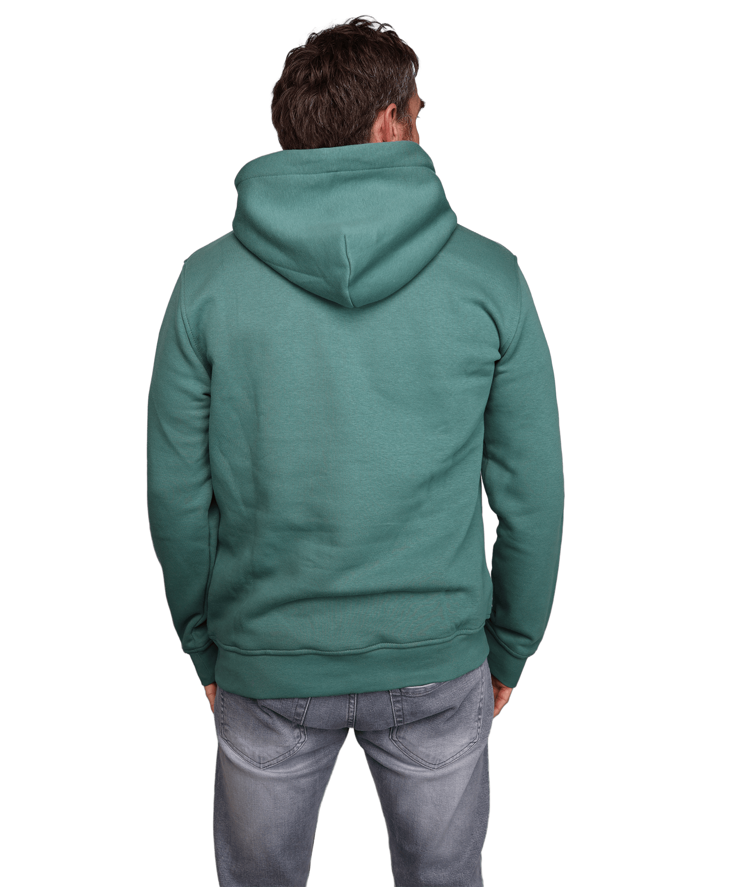 Rückansicht vom Berglinien - Unisex Premium Organic Hoodie in der Farbe Deep Lake
