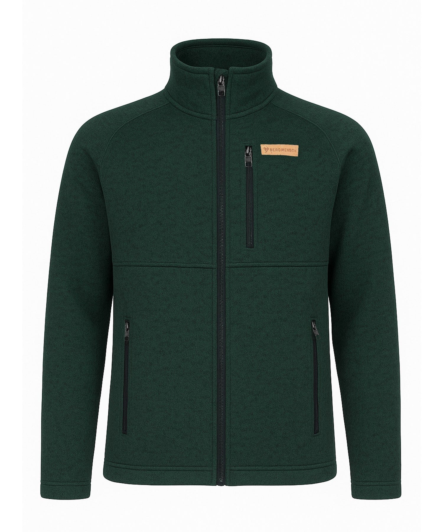 BERGMENSCH Herren Strickfleece Jacke in Piniengrün