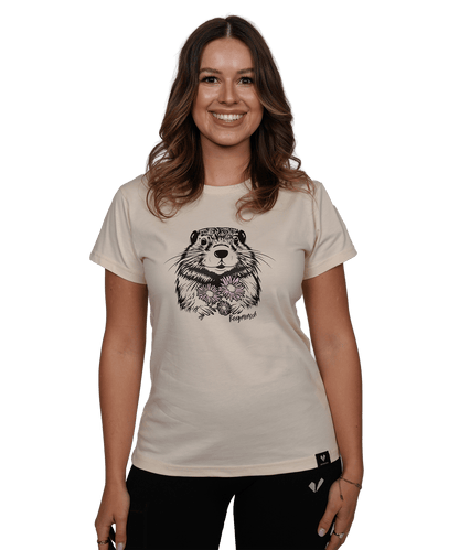 Murmeltier mit Blumen - Damen Premium Organic Shirt