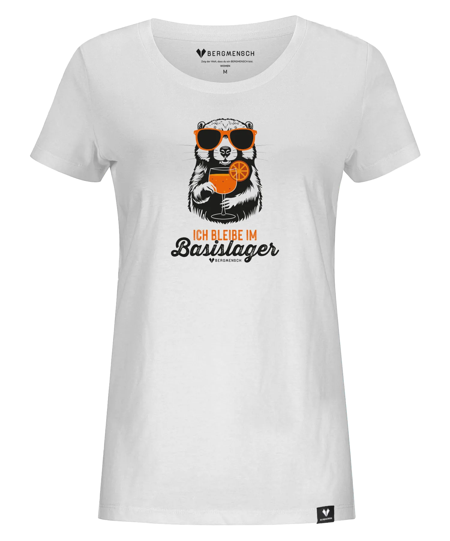 BERGMENSCH Damen Premium Organic T-Shirt "Basislager Aperol" in White