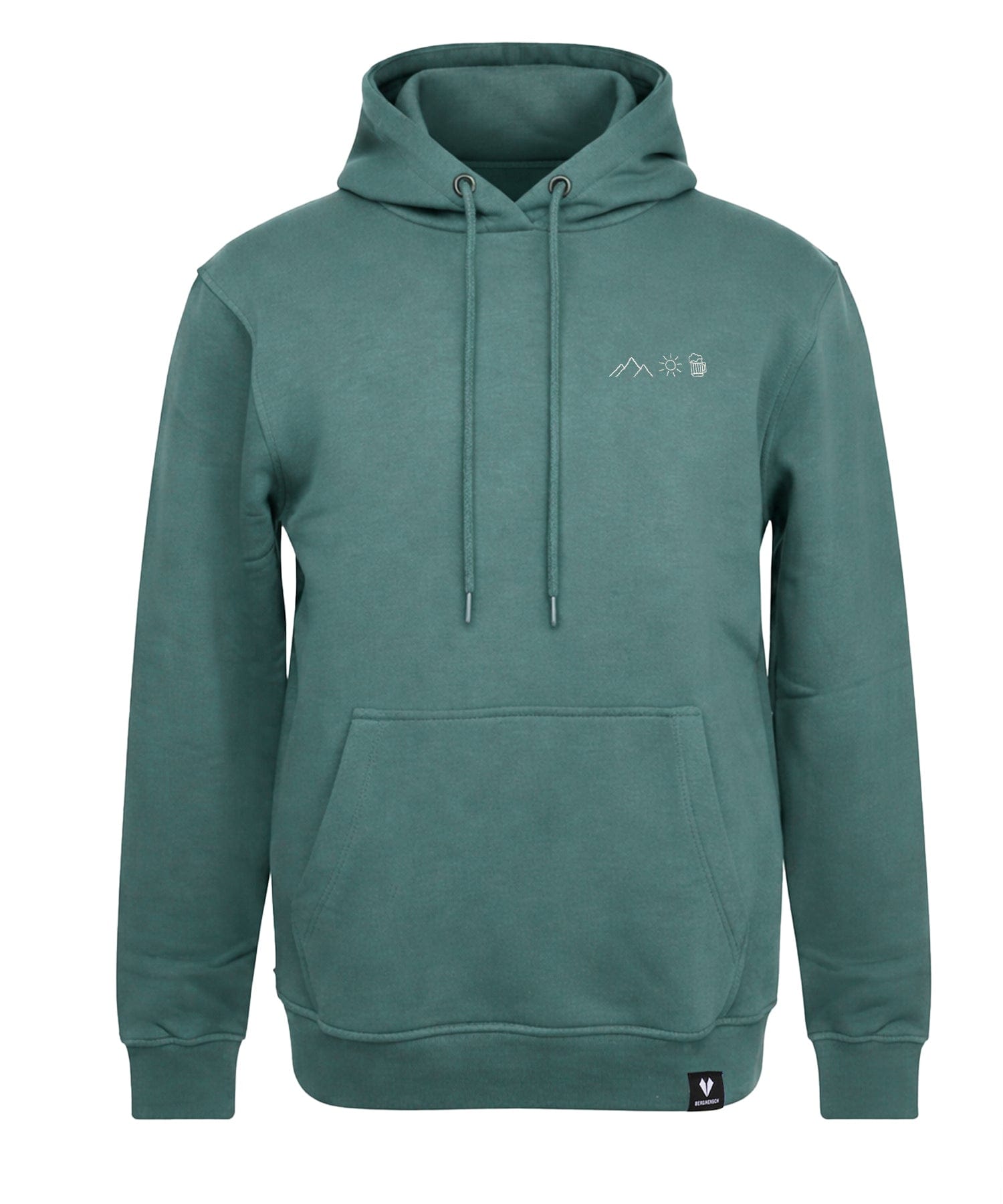 BERGMENSCH Unisex Premium Organic Hoodie "Berg Sonne Bier Stick" in Deep Lake