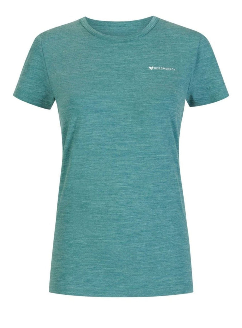 Logo Basic Damen Bergmensch Merino Cloudblend Shirt deep teal