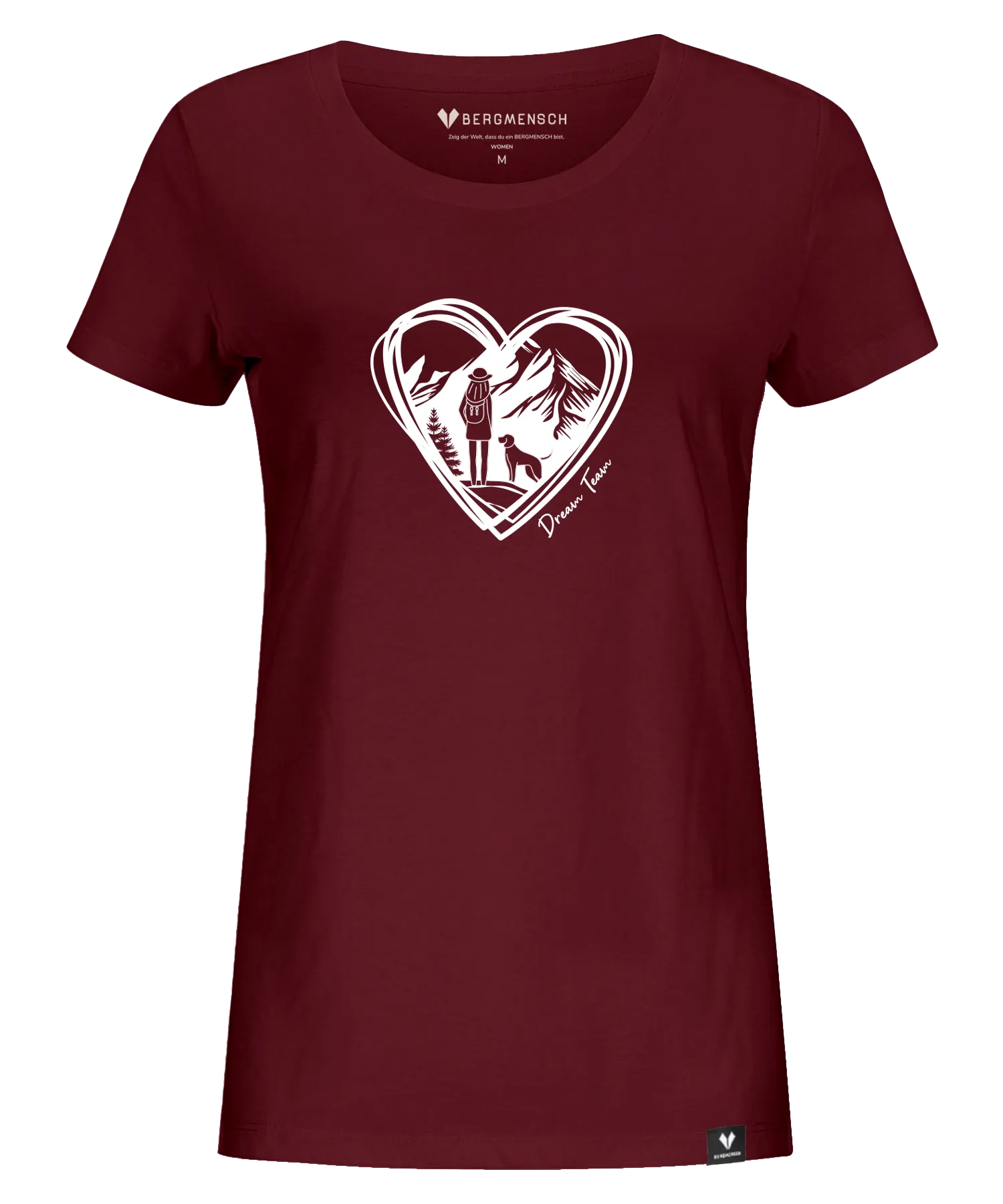 BERGMENSCH Damen Premium Organic T-Shirt "Dream Team" in Burgundy