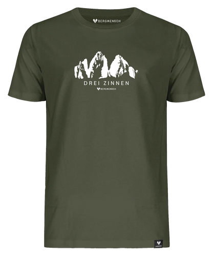 BERGMENSCH Unisex Premium Organic T-Shirt "Drei Zinnen" in Khaki