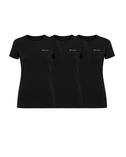 3er Pack Damen Merino Essential Shirt Schwarz