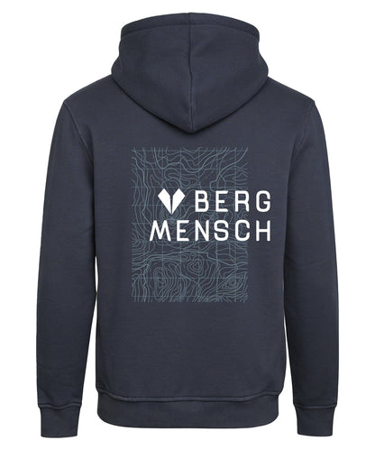 BERGMENSCH Unisex Premium Organic Hoodie "Höhenlinie" in India Ink Grey