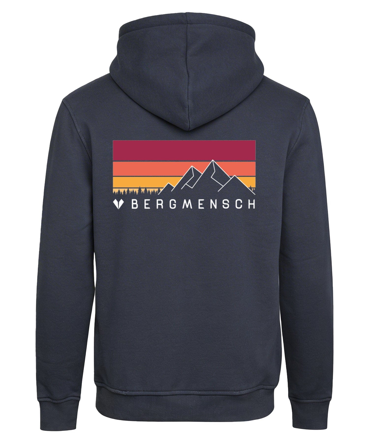 BERGMENSCH Unisex Premium Organic Hoodie "Mountain Sunset" in India Ink Grey