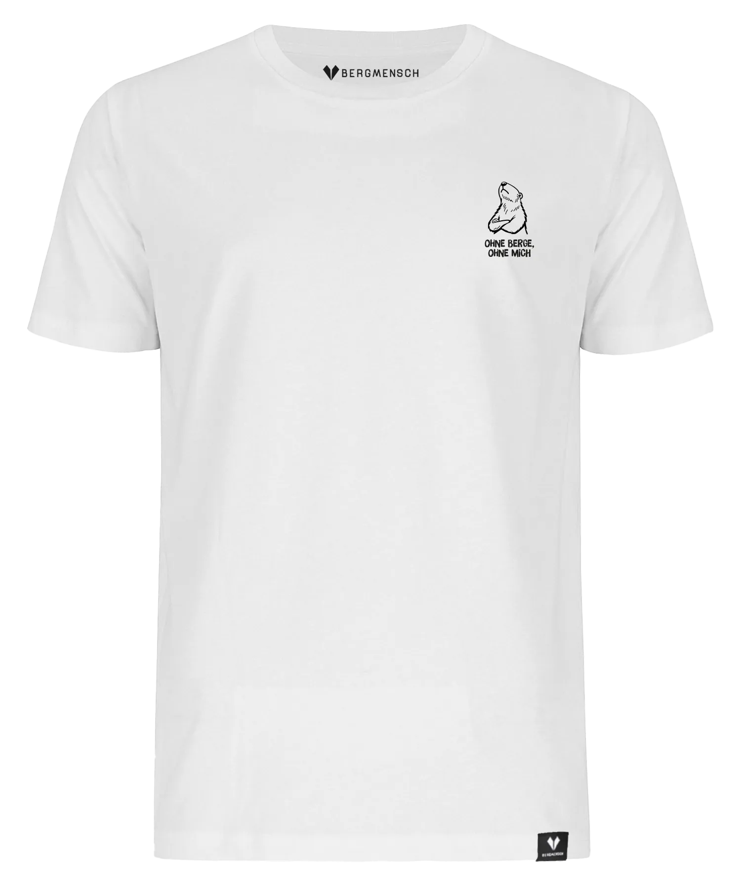 BERGMENSCH Unisex Premium Organic T-Shirt "Ohne Berge Ohne Mich" in White