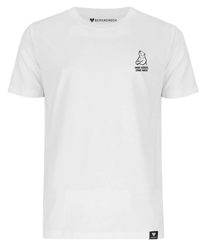 BERGMENSCH Unisex Premium Organic T-Shirt "Ohne Berge Ohne Mich" in White