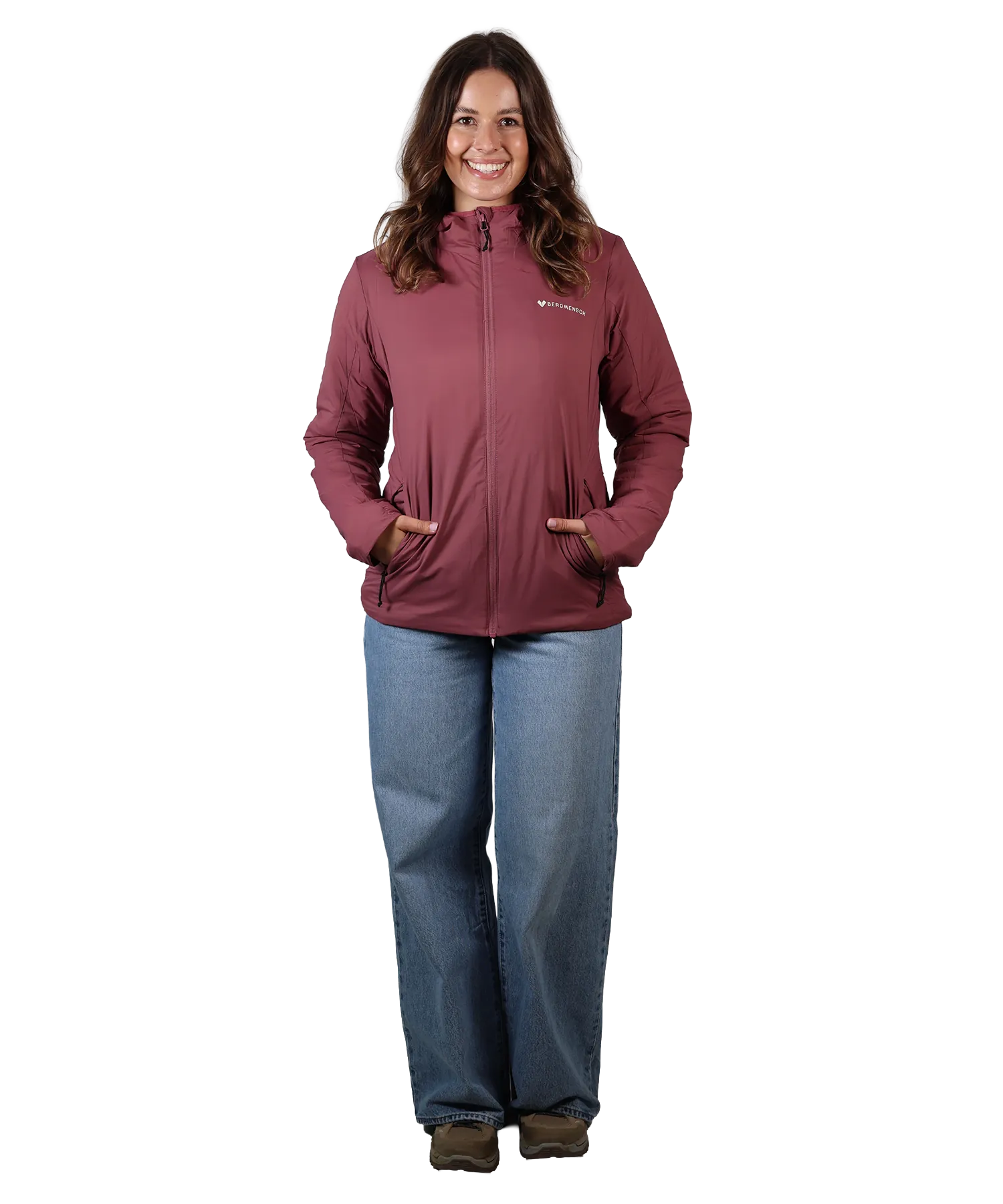 Frontansicht Bergmensch Damen Thermolite Jacke in Hibiskus