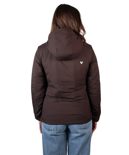 Rückansicht Bergmensch Damen Thermolite Jacke in Dark Chocolate