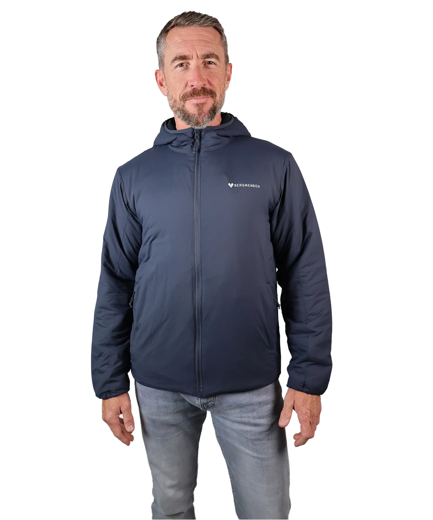 Frontansicht Bergmensch Herren Thermolite Jacke in india ink Grey