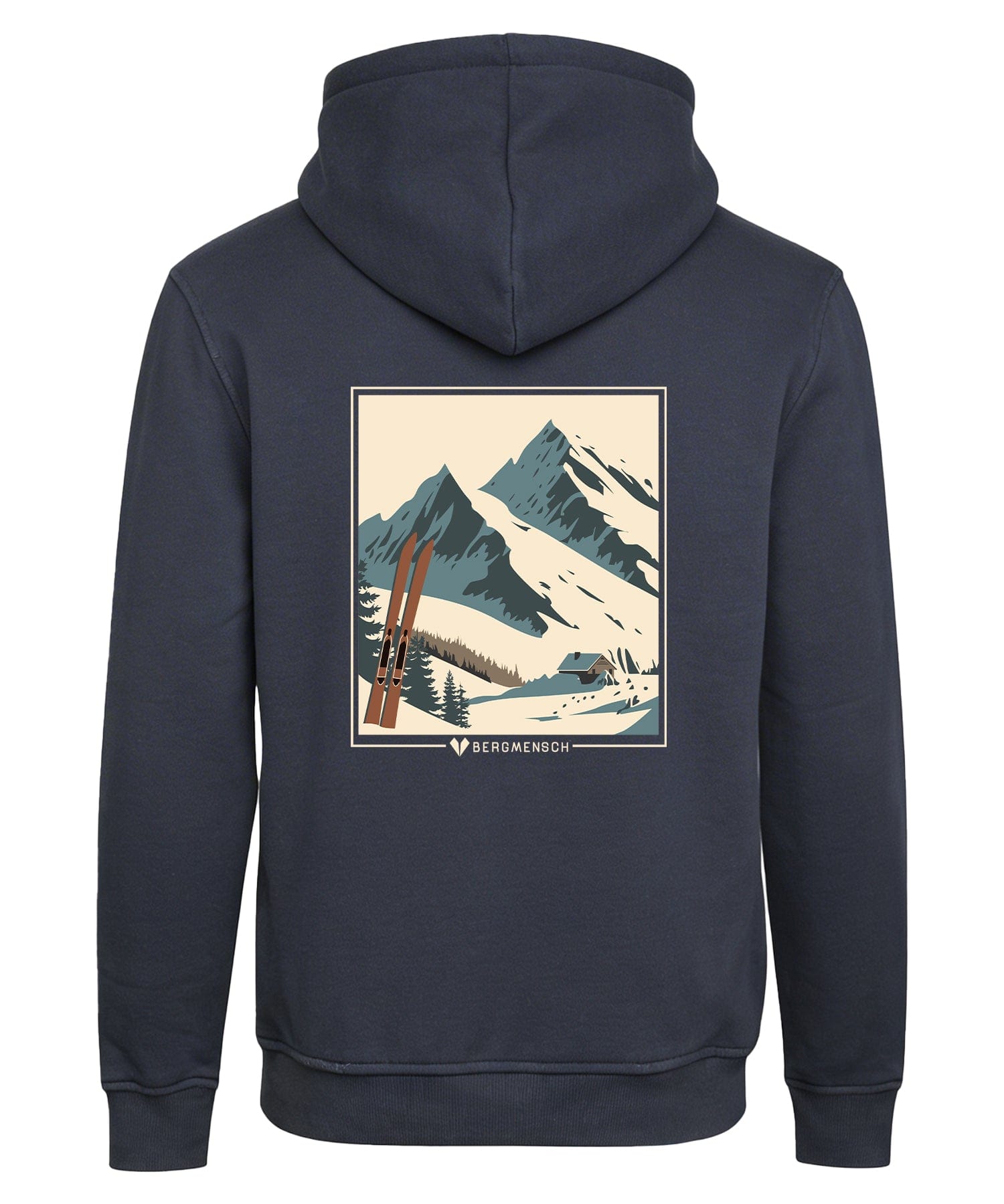 BERGMENSCH Unisex Premium Organic Hoodie "Winterpanorama Ski" in India Ink Grey