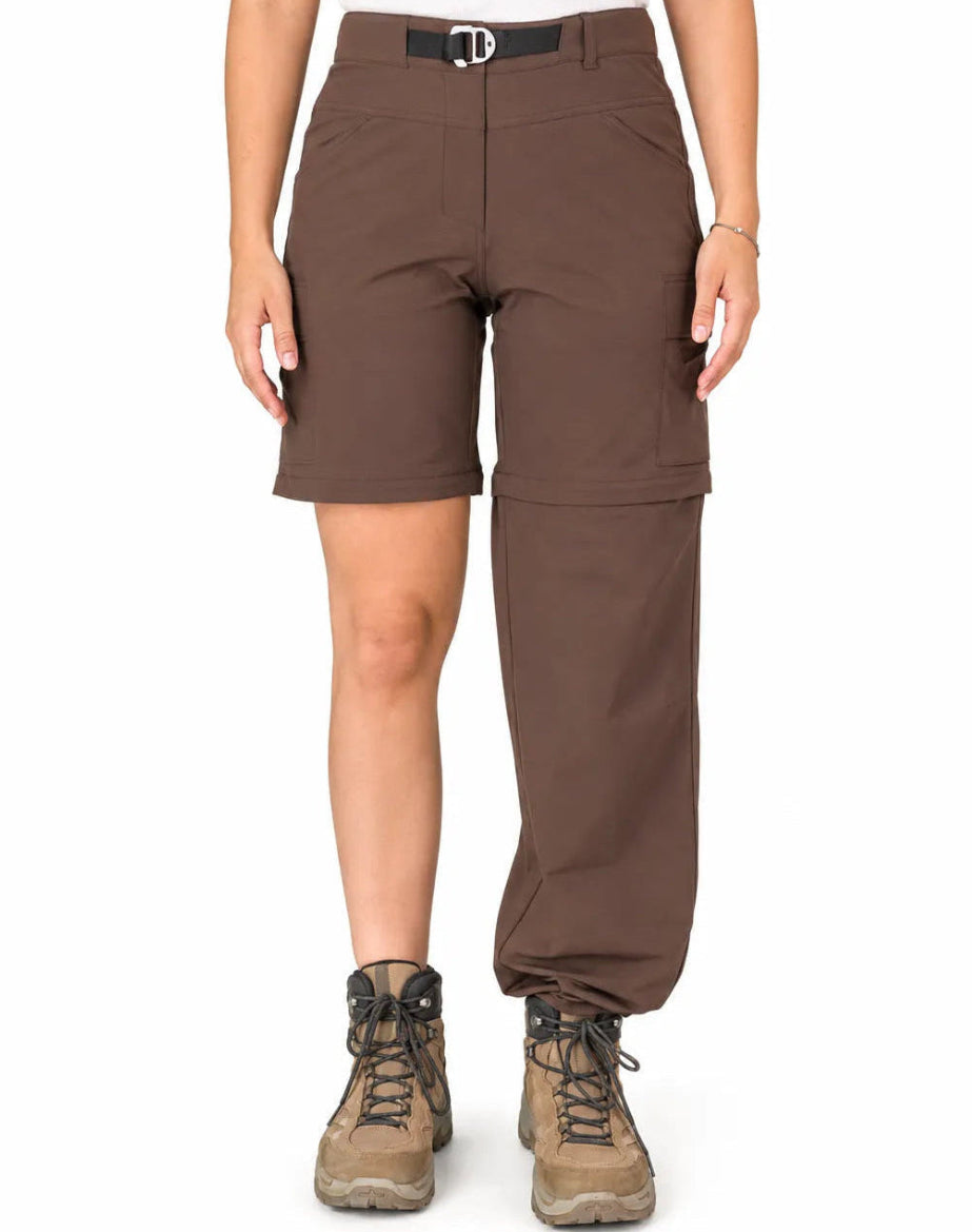 Frontansicht Bergmensch Damen Zip Off Wanderhose Dark Chocolate 