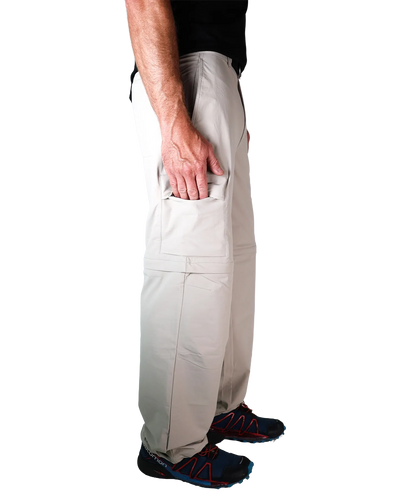 Seitenansicht Bergmensch Zip off Hose Herren in Warm Taupe 