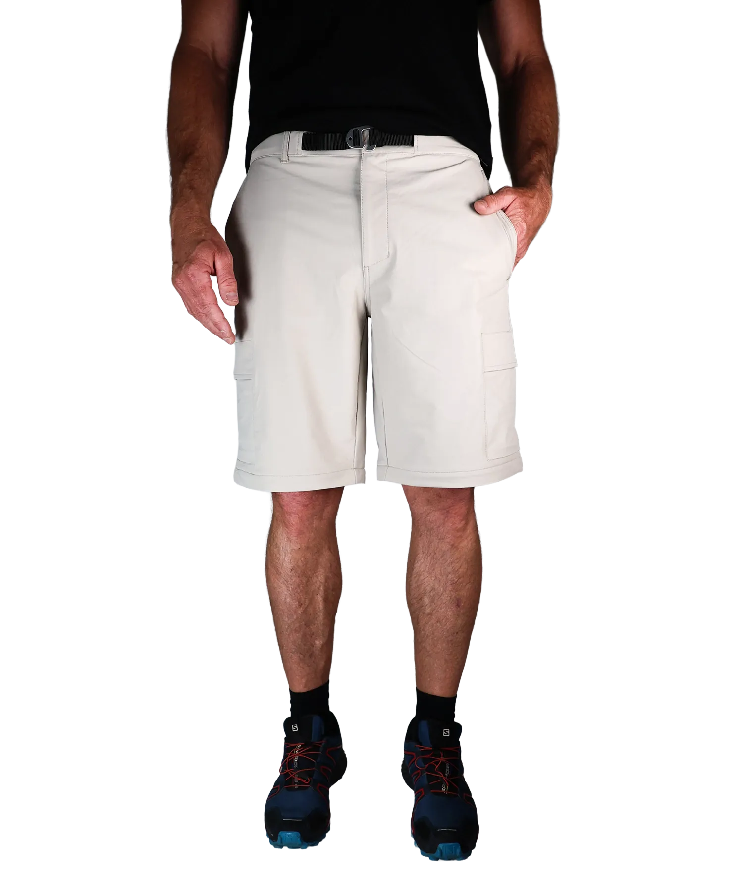Frontansicht Bergmensch Zip off Hose Herren in Warm Taupe  kurz