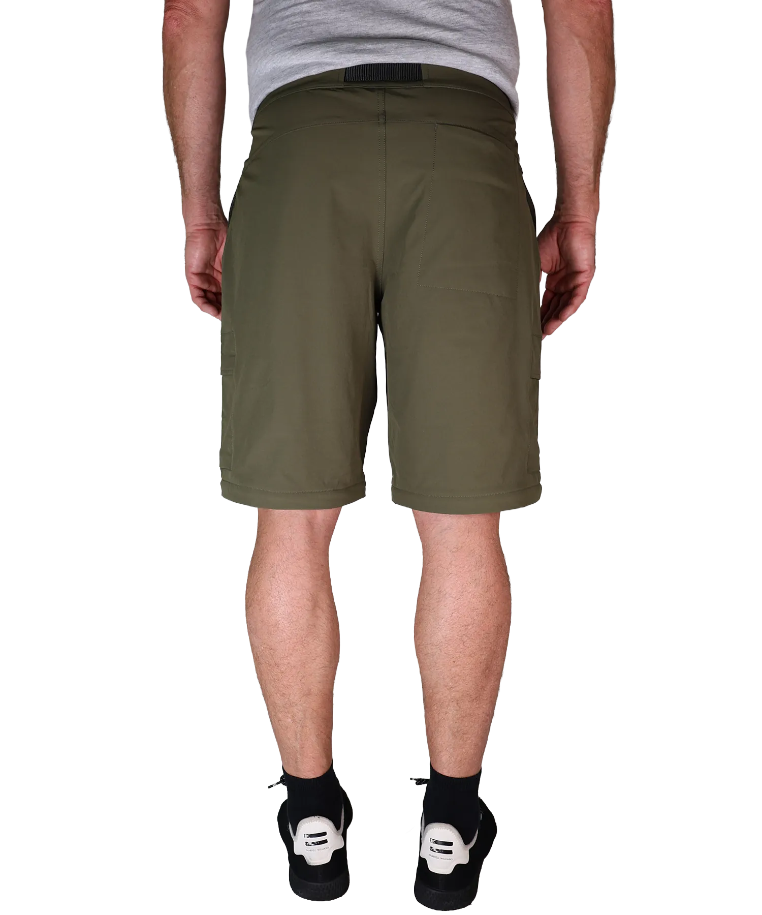 Bergmensch Herren zip off Wanderhose in der Farbe Winter Moss kurz von hinten