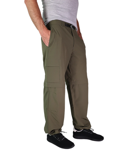 Bergmensch Herren zip off Wanderhose Seitenansicht lang der Farbe Winter Moss 