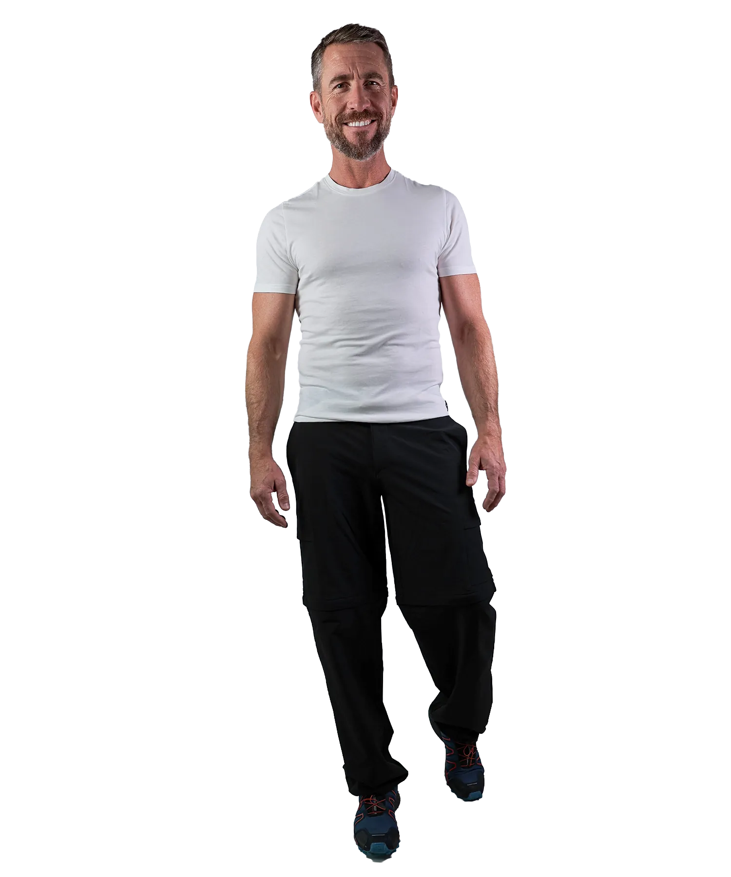 Bergmensch Herren Zip off Wanderhose Frontansicht lang der Farbe Schwarz