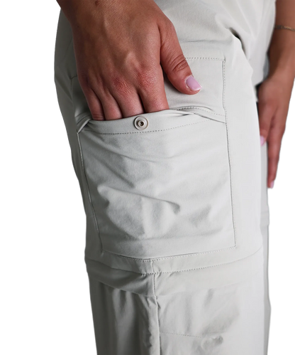 Detailansicht Zip off Damen Wanderhose in Warm Taupe 